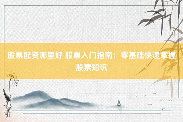 股票配资哪里好 股票入门指南：零基础快速掌握股票知识